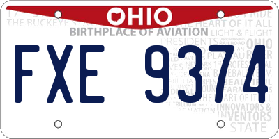 OH license plate FXE9374