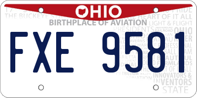 OH license plate FXE9581