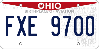 OH license plate FXE9700
