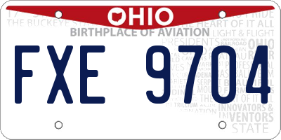 OH license plate FXE9704