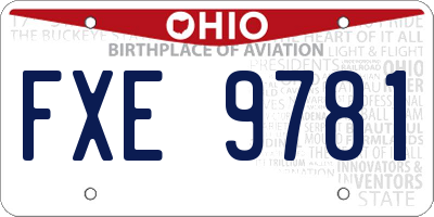 OH license plate FXE9781