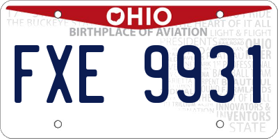 OH license plate FXE9931