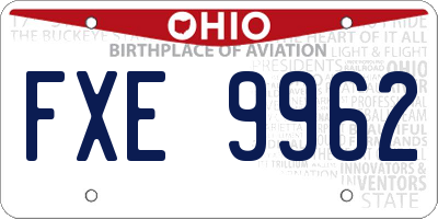 OH license plate FXE9962