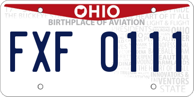 OH license plate FXF0111