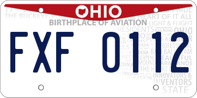 OH license plate FXF0112