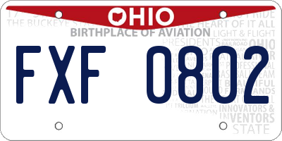 OH license plate FXF0802