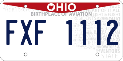 OH license plate FXF1112