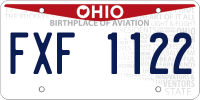 OH license plate FXF1122