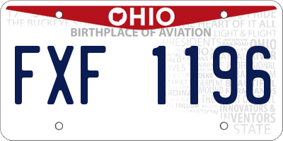 OH license plate FXF1196