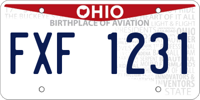 OH license plate FXF1231