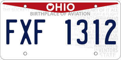 OH license plate FXF1312
