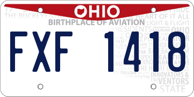 OH license plate FXF1418