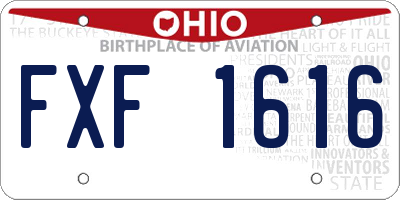 OH license plate FXF1616
