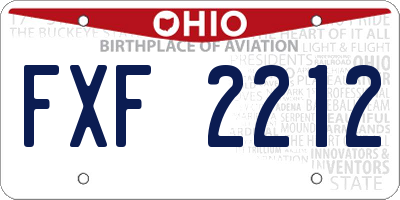 OH license plate FXF2212