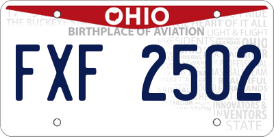 OH license plate FXF2502