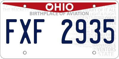 OH license plate FXF2935