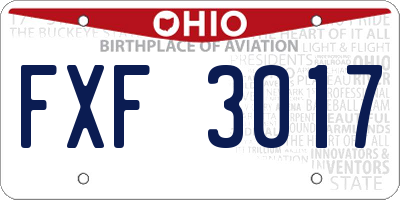OH license plate FXF3017