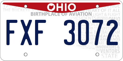 OH license plate FXF3072