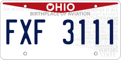 OH license plate FXF3111