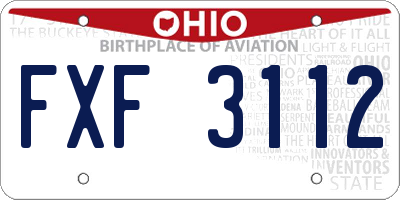 OH license plate FXF3112
