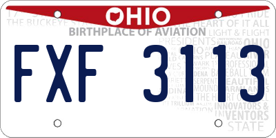 OH license plate FXF3113