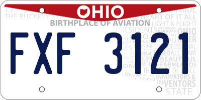 OH license plate FXF3121