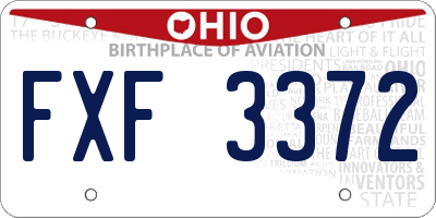 OH license plate FXF3372