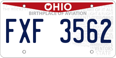 OH license plate FXF3562