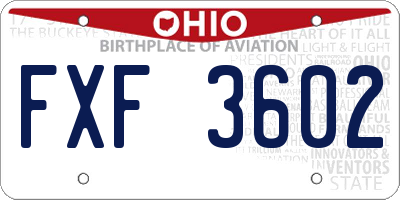 OH license plate FXF3602