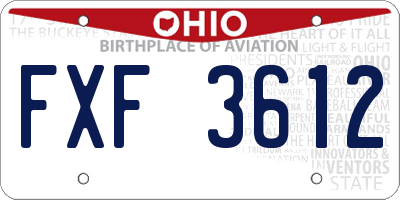 OH license plate FXF3612