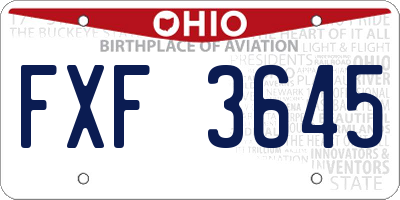 OH license plate FXF3645
