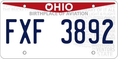 OH license plate FXF3892