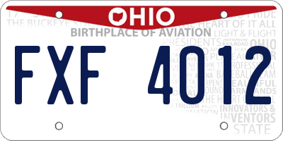 OH license plate FXF4012