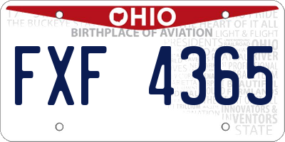 OH license plate FXF4365