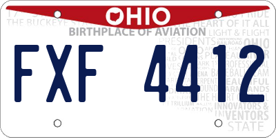 OH license plate FXF4412