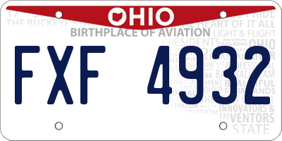OH license plate FXF4932