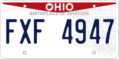 OH license plate FXF4947