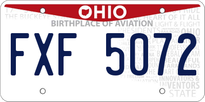 OH license plate FXF5072