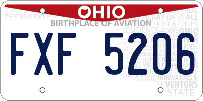 OH license plate FXF5206