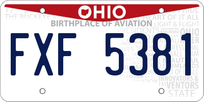 OH license plate FXF5381