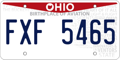 OH license plate FXF5465