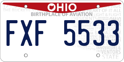 OH license plate FXF5533