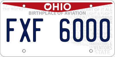 OH license plate FXF6000