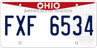 OH license plate FXF6534