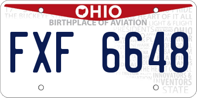 OH license plate FXF6648
