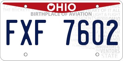 OH license plate FXF7602