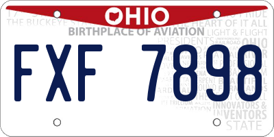 OH license plate FXF7898