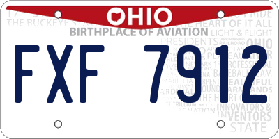 OH license plate FXF7912