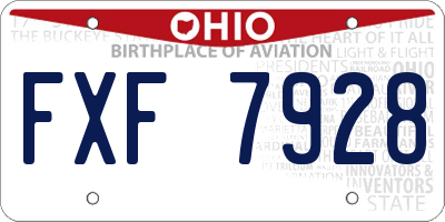 OH license plate FXF7928