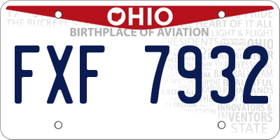 OH license plate FXF7932